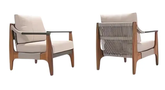 Комплект уличной мебели Elif из алюминия и дерева ироко, 2 кресла, диван и столик