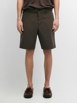 Massimo Dutti Бермуды из смесовой хлопковой ткани с карманом, темно-зеленый