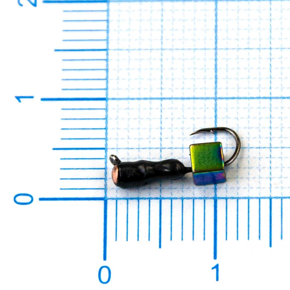 Мормышка Владимирская 291 "Муравей с зеркальцем", с кубиком хамелеон, 2.5мм, 0.6гр (15шт/уп)