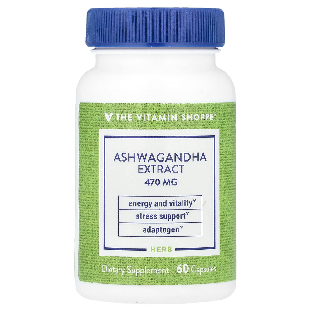 The Vitamin Shoppe, Экстракт ашваганды, 470 мг, 60 капсул
