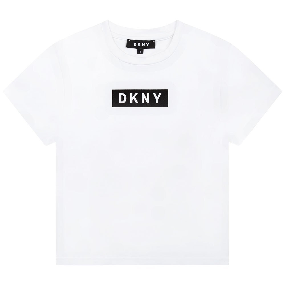 Футболка DKNY Белый/Термопринт: черный прямоугольник-логотип (Девочка)