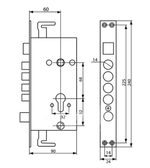 Корпус врезного замка 2524-4Р L (АВТО) LEKSA