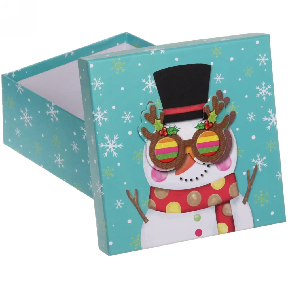 Коробка подарочная «Крутой снеговик» 20*20*9,5 см