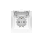 GLOSSA РОЗЕТКА с заземлением со шторками с крышкой, 16А, IP20, в сборе, быстрозажим. клем., БЕЛЫЙ