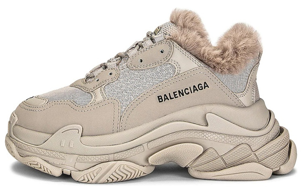 Balenciaga Triple S Fake Fur Beige Women"s