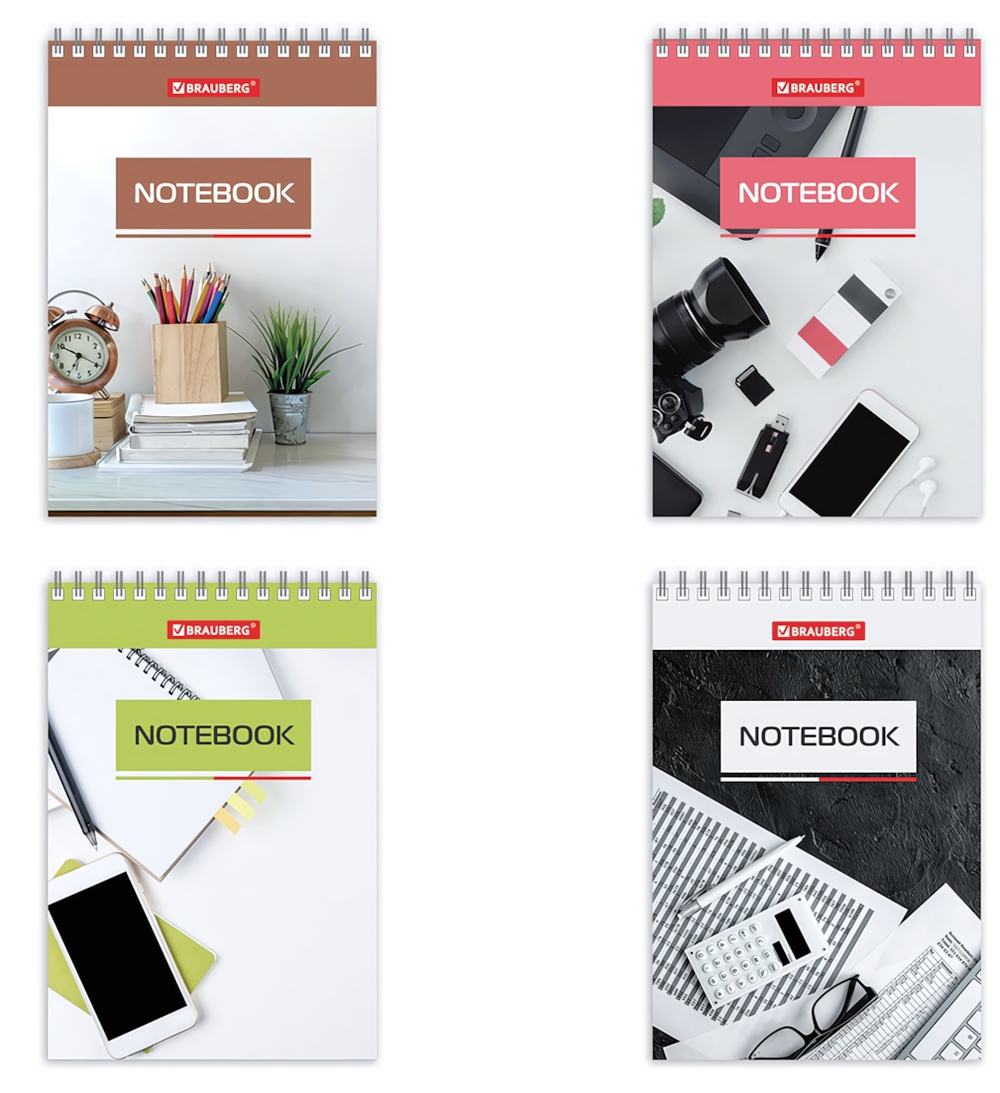 Блокнот А6 40л. клетка "Идеальный офис" гребень, картон (BRAUBERG)