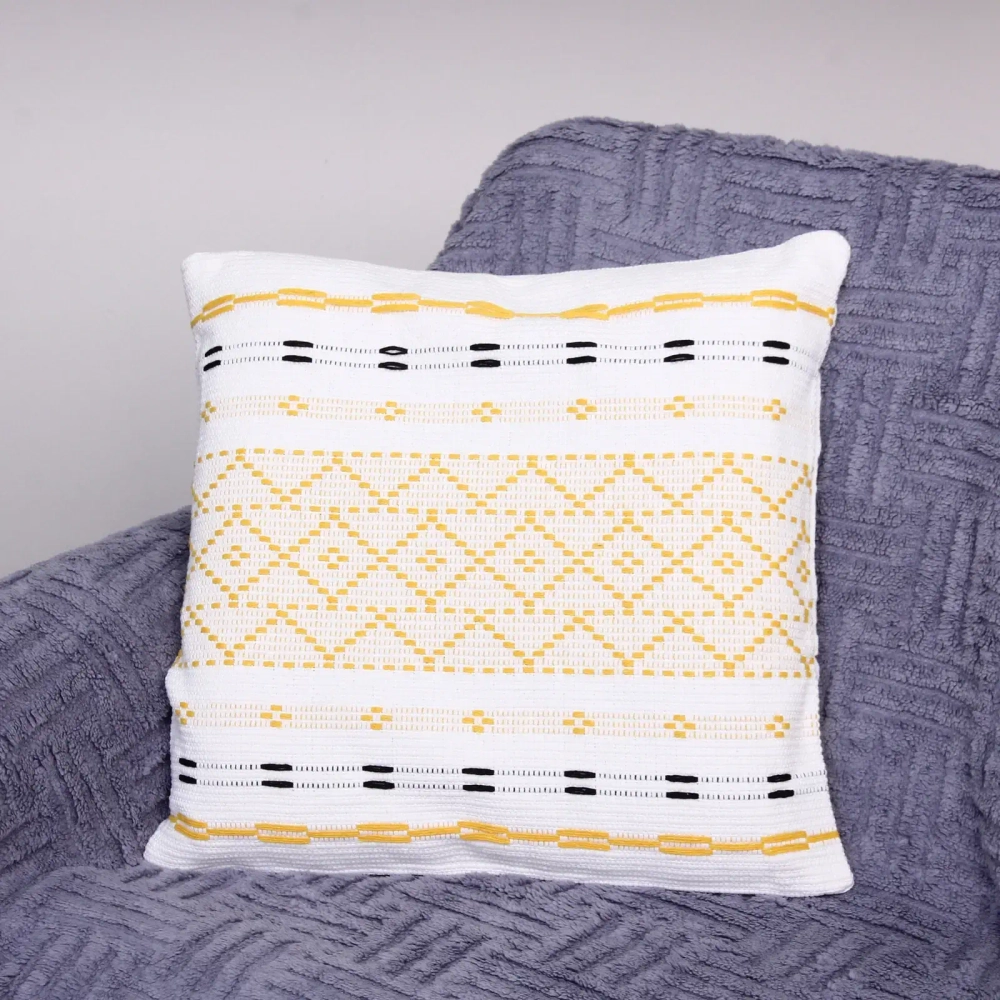 Чехол для декоративной подушки «CARNE», 43*43 см, цвет бело-жёлтый