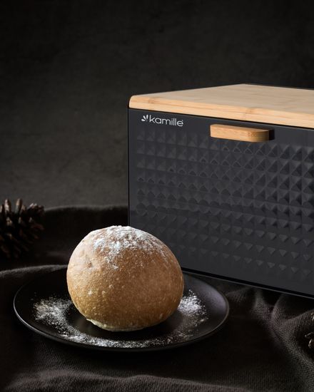 Хлебница Kamille KM 1119 нержавеющая сталь, бамбук
