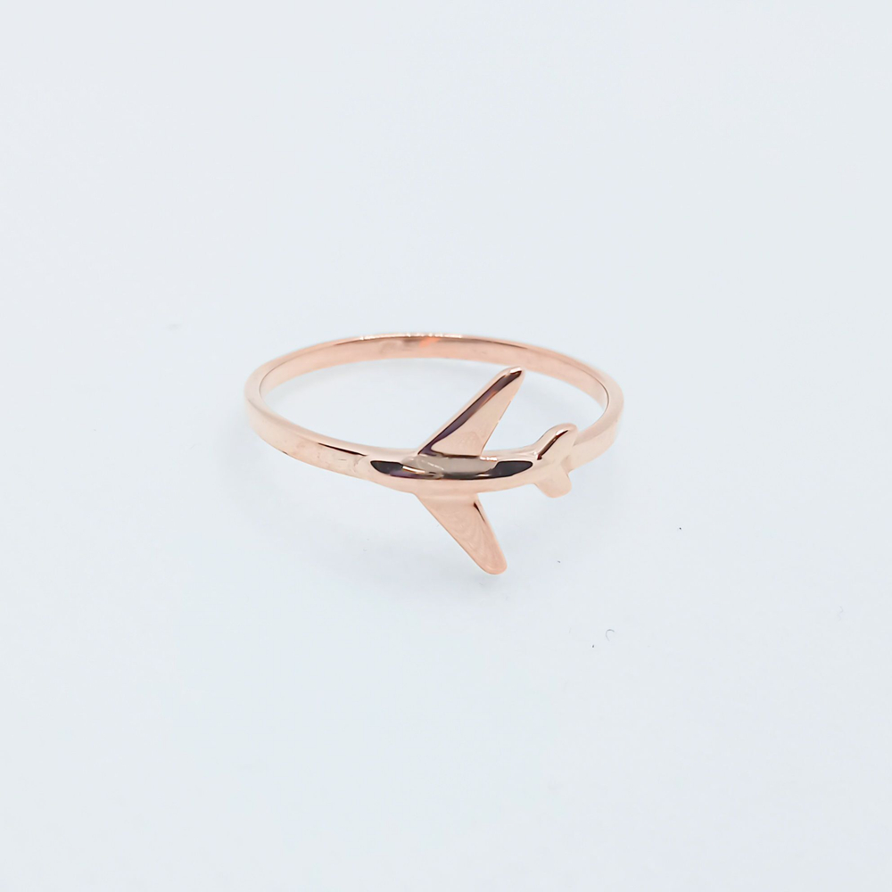 Серебряное кольцо 925 пробы с позолотой Самолёт, арт.0008-02