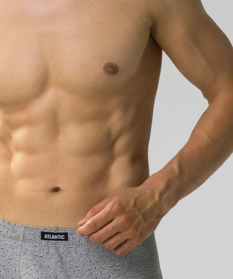 Трусы мужские боксеры (3шт), Atlantic 3MH-199, темно-синий + серый меланж + голубой (M)