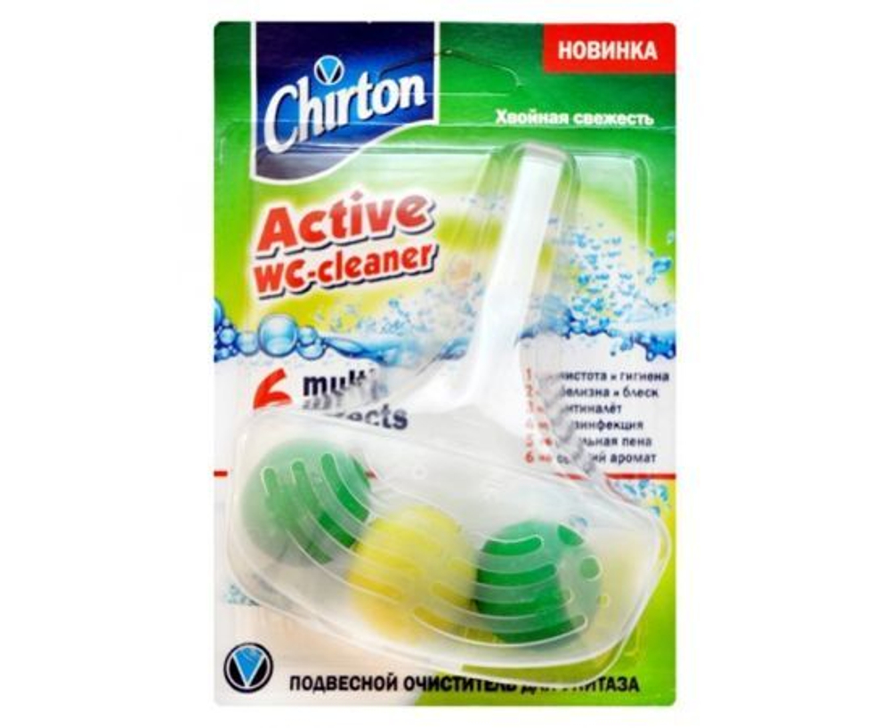 Чиртон Подвесной очиститель для унитаза "Хвойная свежесть" 45гр. (шарики)*2 шт