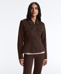 Oysho Куртка с эффектом неопрена в рубчик, коричневый