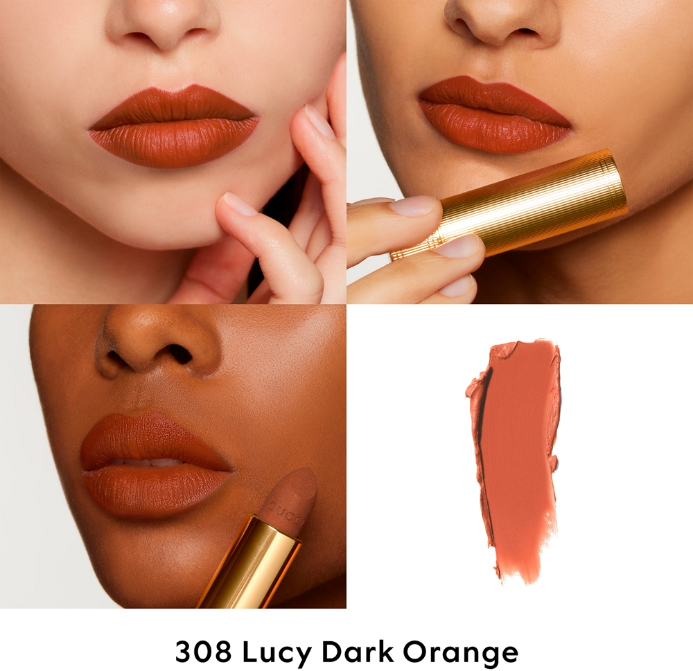 Gucci Gucci Beauty Rouge a Levres Matte Lipstick - Матовая помада оттенок 308 Lucy Dark Orange, 3 g