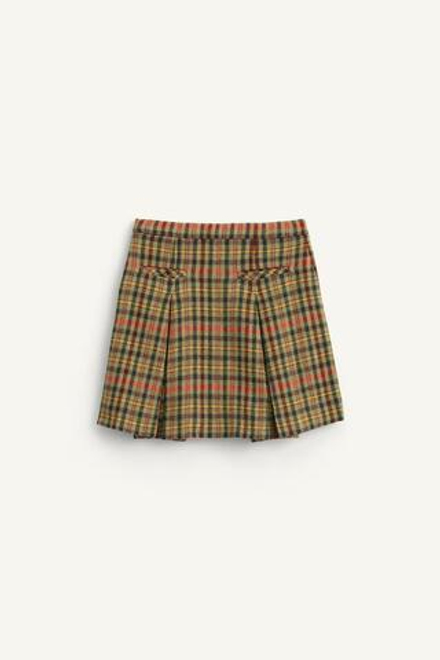 ZARA ЮБКА В КЛЕТКУ, ОРАНЖЕВО-ЗЕЛЕНЫЙ