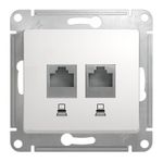 Schneider Electric Glossa Белый Розетка 2-местная компьютерная RJ45+RJ45, категория 5E, механизм IP20 скрытая установка GSL000185KK