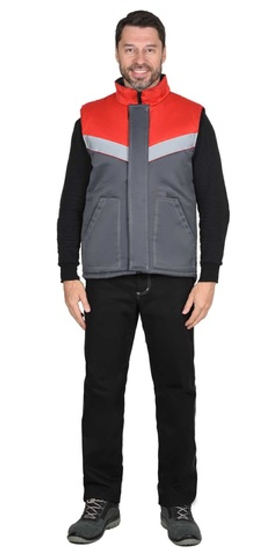 Жилет "СПЕЦ"   серым с красный 