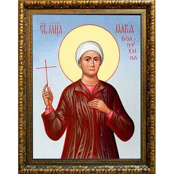 Мария Московская (Волнухина) мученица. Икона на холсте. В раме 30 х 40 см.