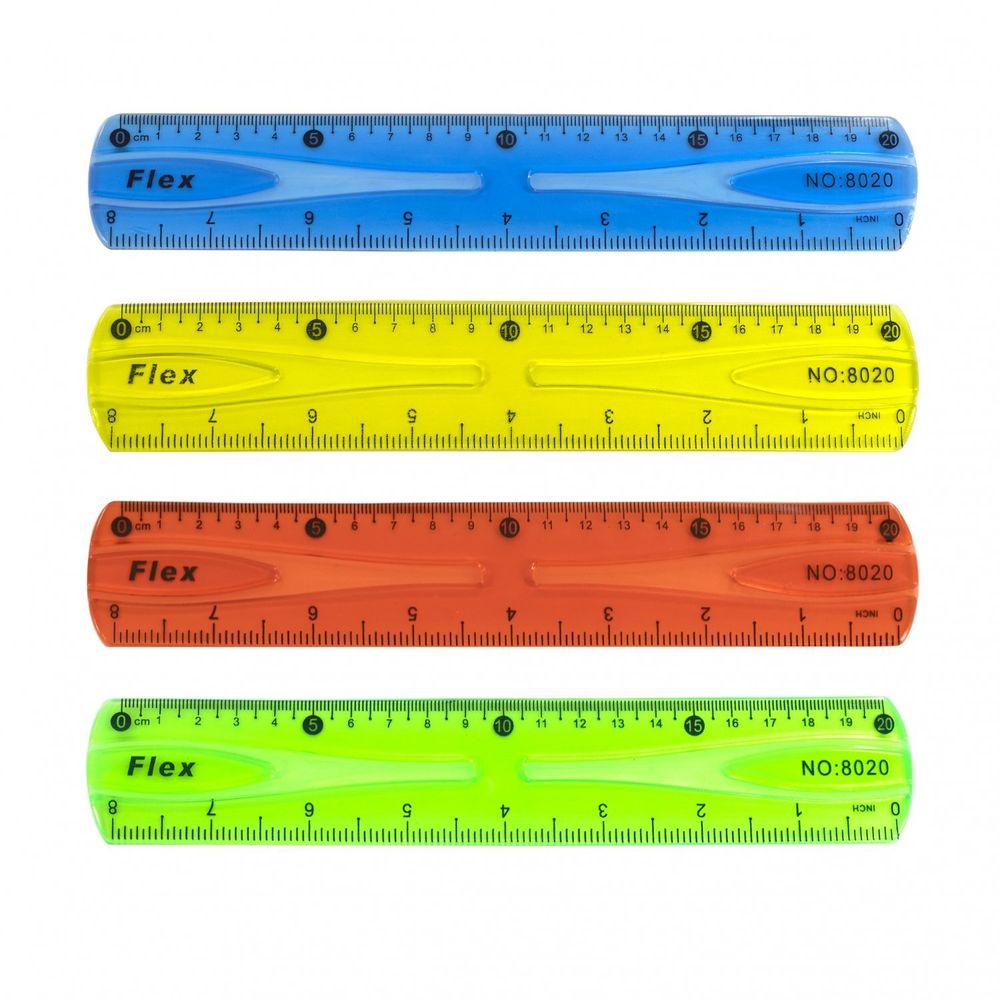 Линейка Alingar, 20 см, пластиковая, гибкая, 2 шкалы см/дюйм, цвета ассорти, пакет ПВХ с европодвесом Линейка Alingar, 20 см, пластиковая, гибкая, 2 шкалы см/дюйм, цвета ассорти, пакет ПВХ с европодвесом