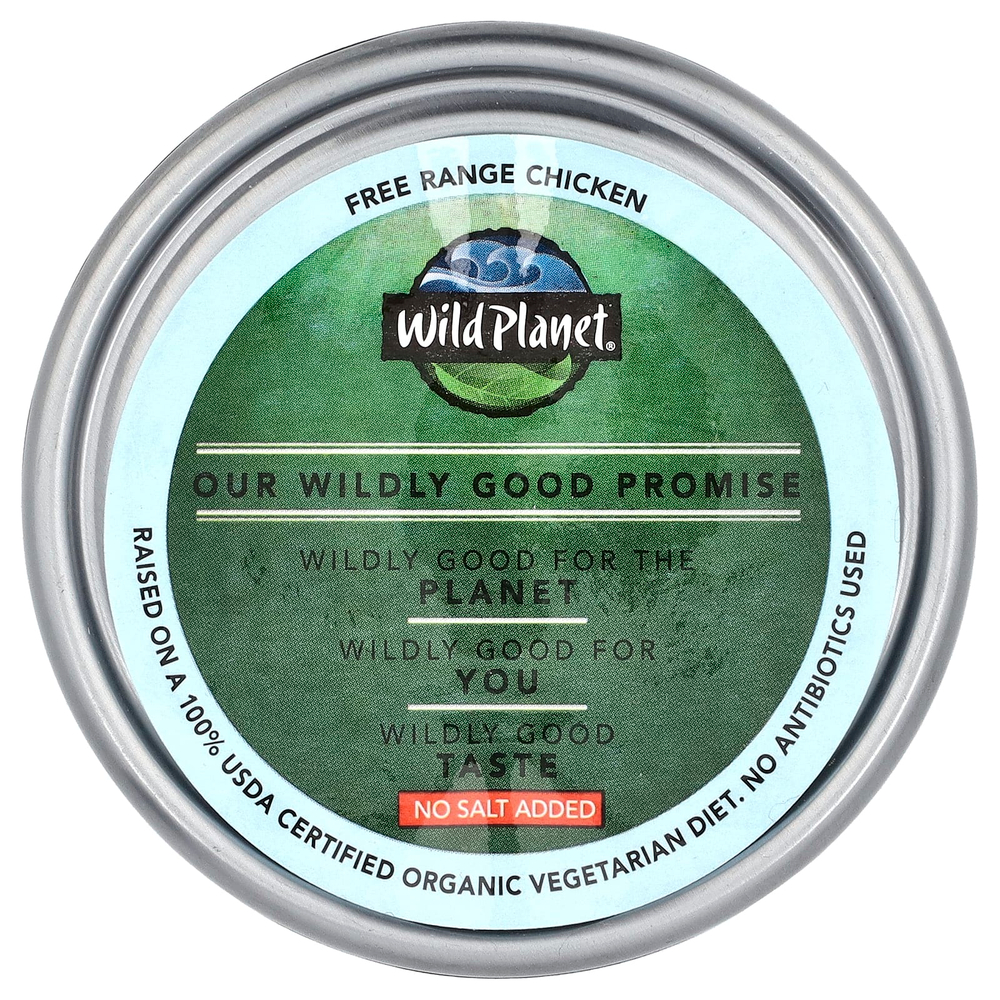 Wild Planet, Органическая жареная куриная грудка с ребрышками, без добавления соли, 142 г (5 унций)