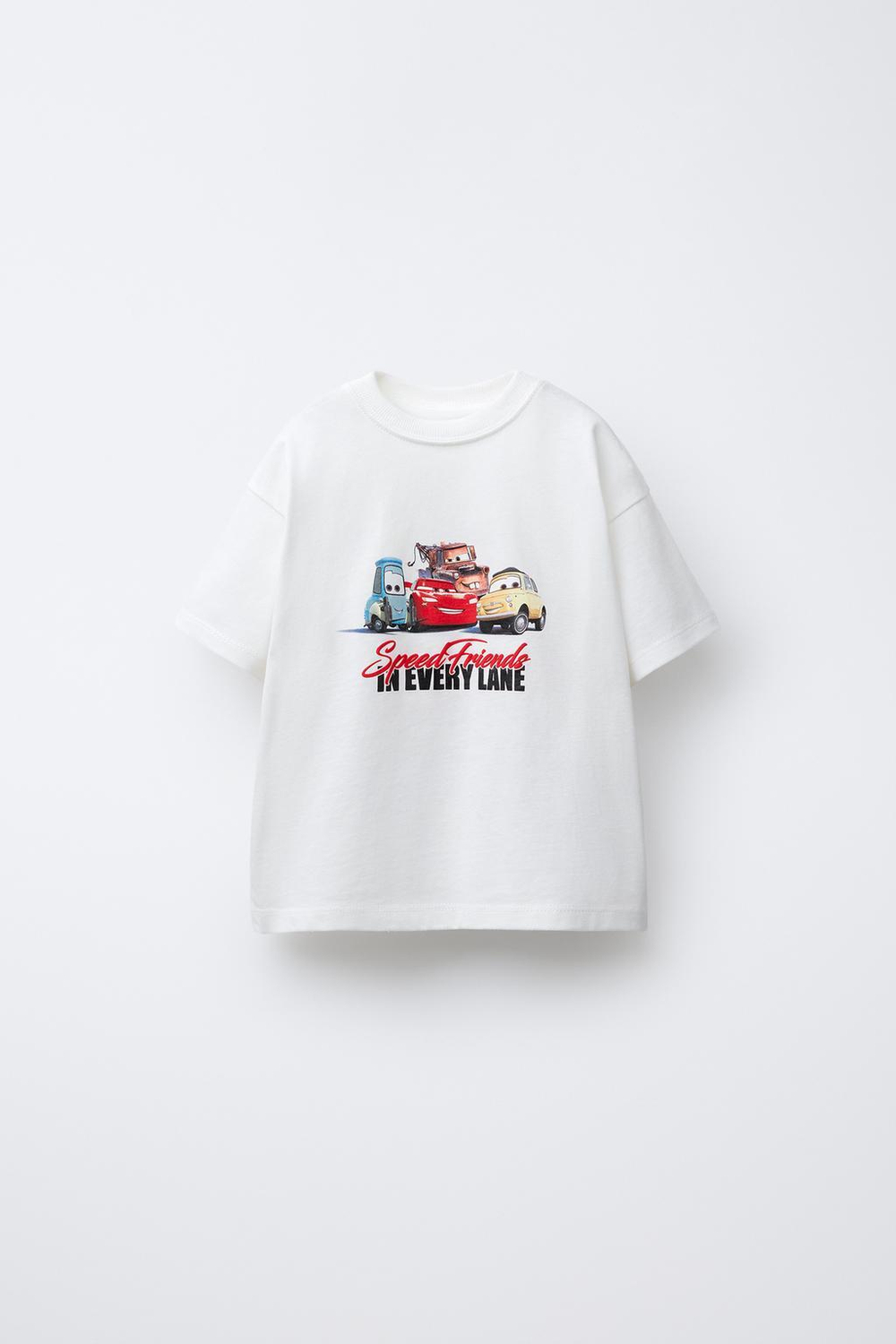 ZARA ФУТБОЛКА CARS RAYO MCQUEEN AND FRIENDS © DISNEY, БЕЛЫЙ