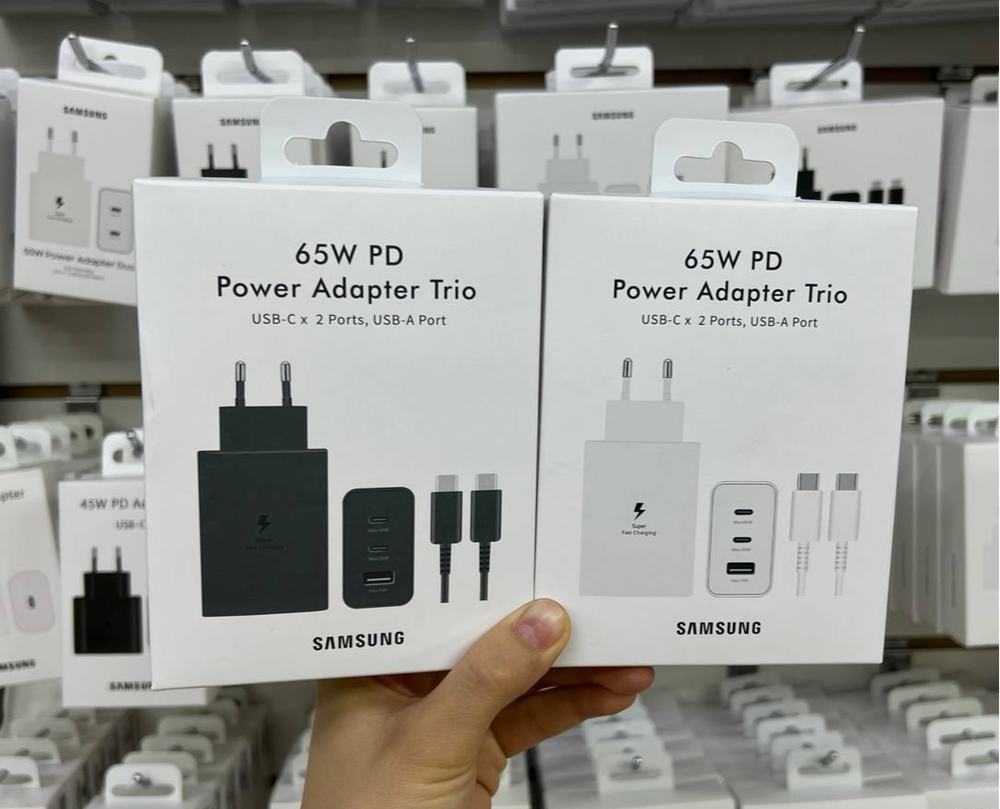 SAMSUNG Original 65W PD Power Adapter Trio USB-C X2, USB-A (EP-T6530)