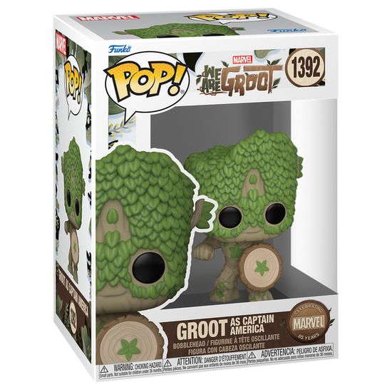 Фигурка Funko POP! Bobble Marvel We Are Groot Groot as Captain America (1392) 79515 / Фигурка Фанко ПОП! по мотивам вселенной "Марвел", Грут