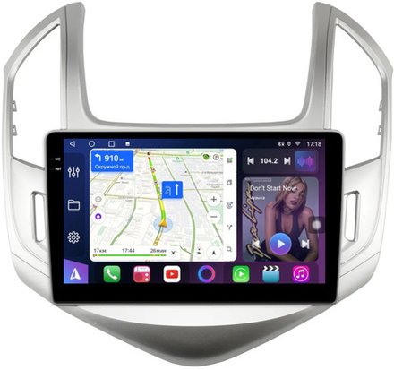 Магнитола для Chevrolet Cruze 1 2012-2015 (рамка серебро) - FarCar 261M монитор 9.5" QLED на Android 14, TS18, CarPlay, 4G SIM-слот