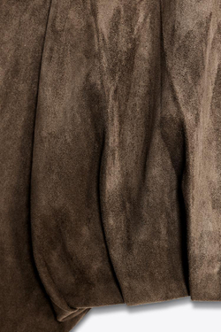 ZARA БОМБЕР ПОД ЗАМШУ, ТЕМНО-КОРИЧНЕВЫЙ