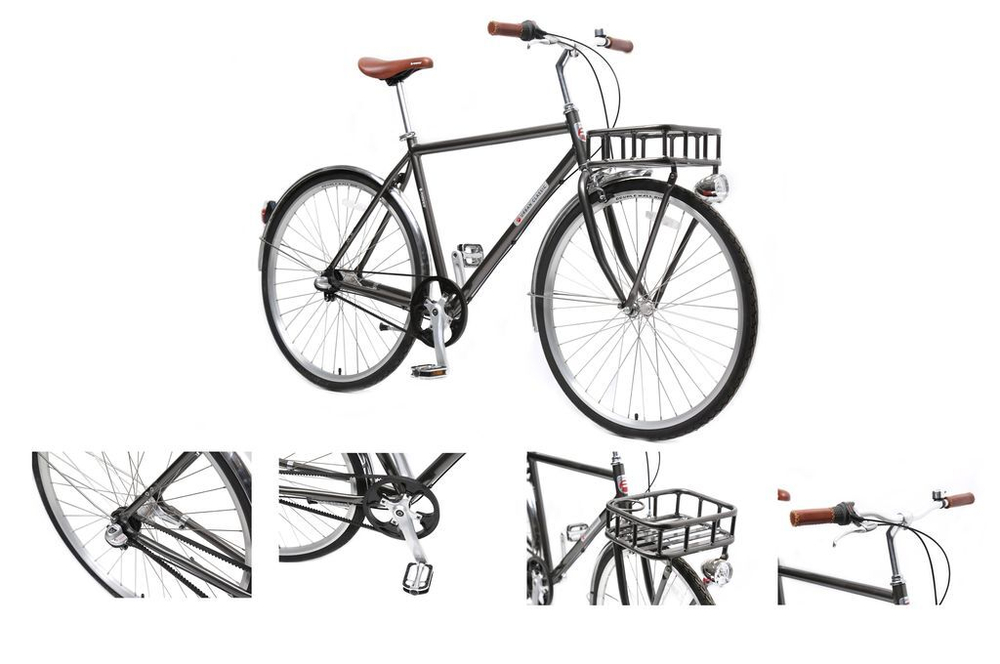 Велосипед Urban Classic M(Al 6061,колесо700с,пер/зад покр35C,3 планетар. скорости, тормаза:U-Brake,зад ножной, ремен. передача,рост до 190см, серый) Forsage-вело FB28005(550)(buh25743)