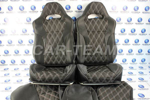 Анатомический комплект для переделки сидений ВАЗ в "Recaro" ("Рекаро") из ткани "Двойной ромб 5см"