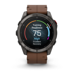 Garmin Fenix 8 PRO, 51 мм, AMOLED, Sapphire, Carbon grey DLC titanium with Chestnut leather band