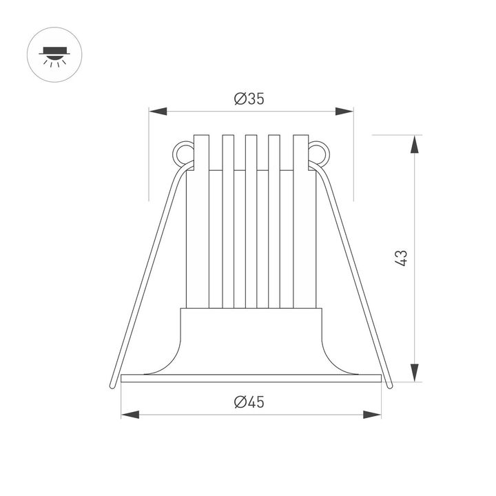 Встраиваемый светодиодный светильник Arlight MS-Foggy-Built-R45-5W Warm3000 044633