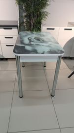 Стол стеклянный с фотопечатью (подстолье прямое нераздвижное белое )