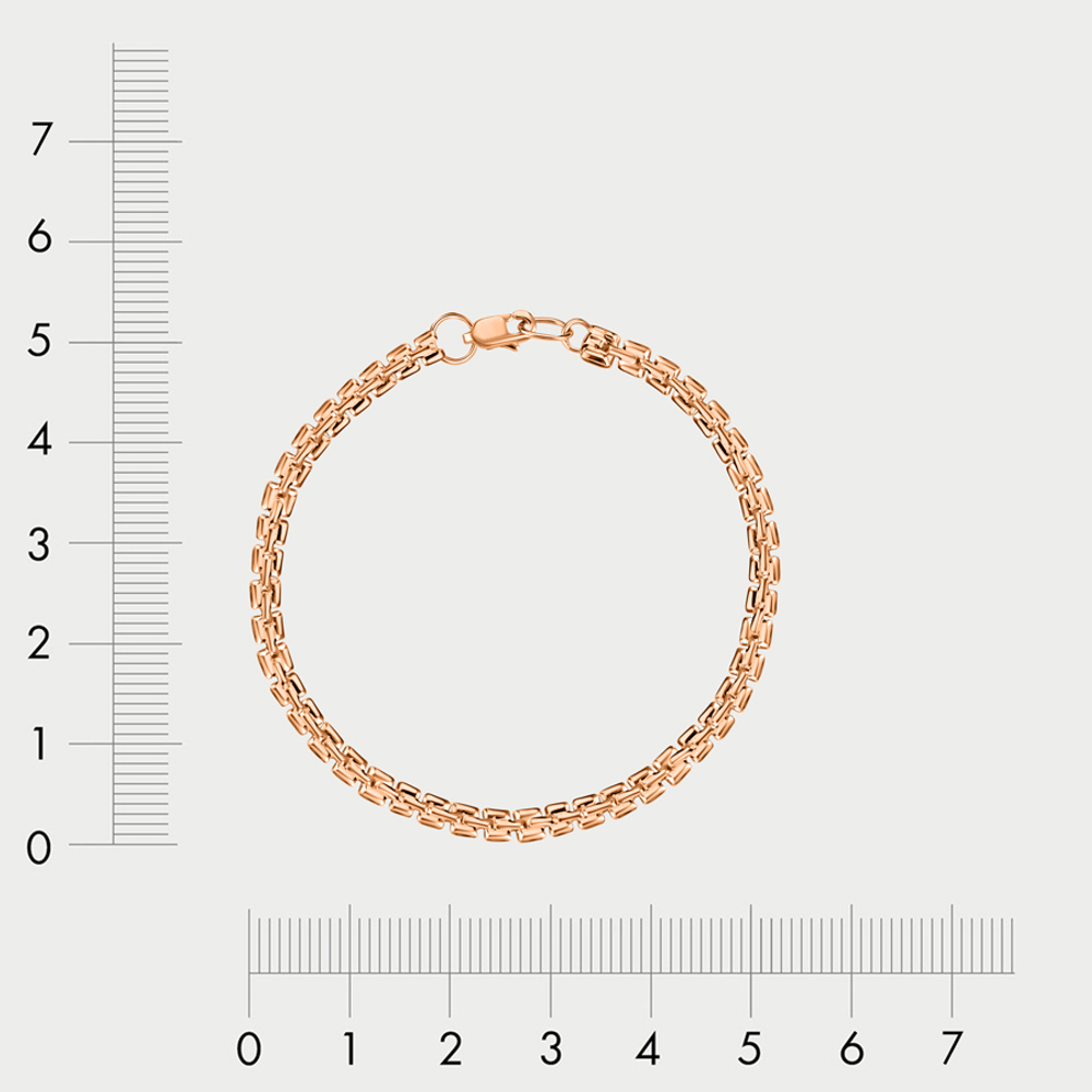 Браслет цепной из розового золота 585 пробы с плетением "Фантазийное" без вставок (арт. БШ009)