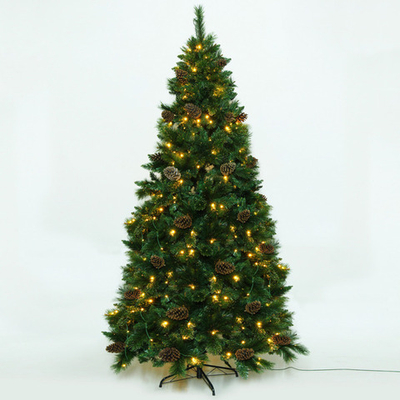 Елка светодиодная «Лесная метель» 240 см, ПВХ+леска (шишки и напыление) 1511 веток, 310 ламп LED,Теплый белый