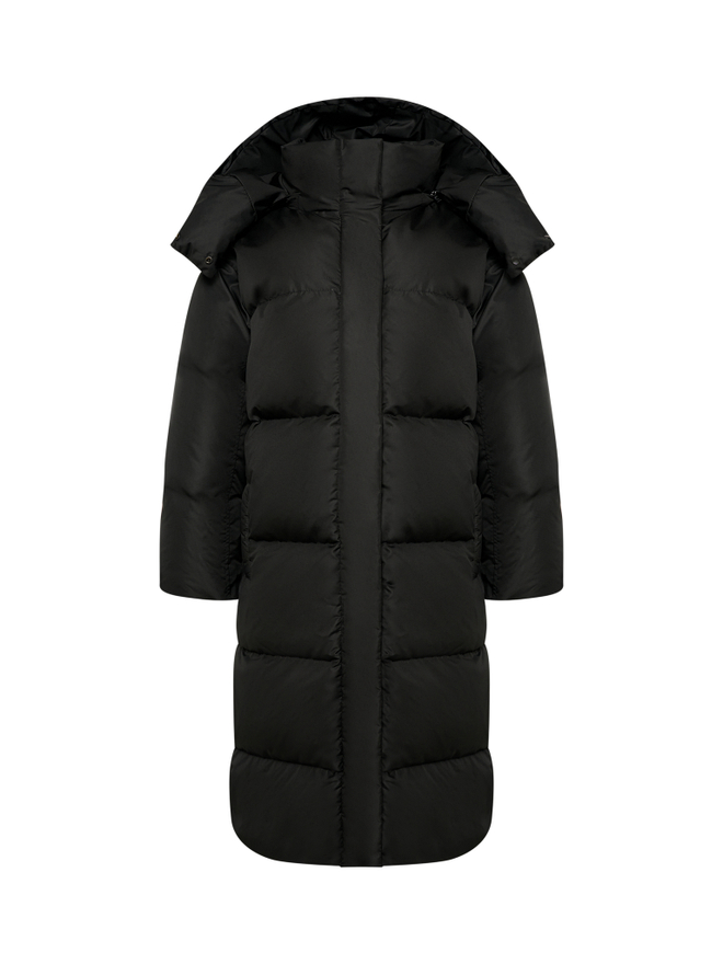 MAXI пуховик с объемным капюшоном,BLACK 🌌