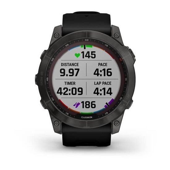 Часы Garmin Fenix 7X Sapphire Solar, карбоново-серый DLC титан с черным силиконом 010-02541-11