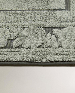 ZARA HOME ХЛОПКОВЫЙ КОВРИК ДЛЯ ВАННОЙ С КАЙМОЙ, ЗЕЛЕНЫЙ