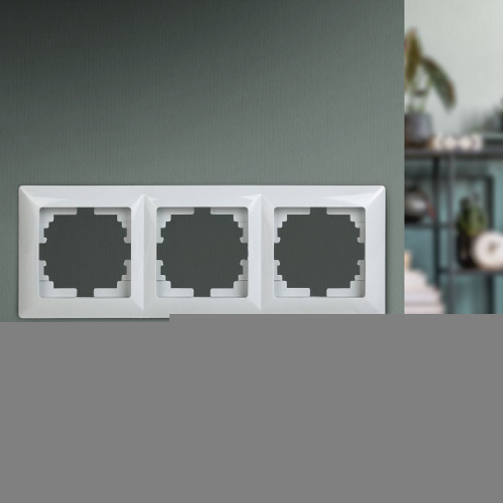 Рамка для розеток и выключателей Intro Solo 4-503-01 на 3 поста, СУ, белый