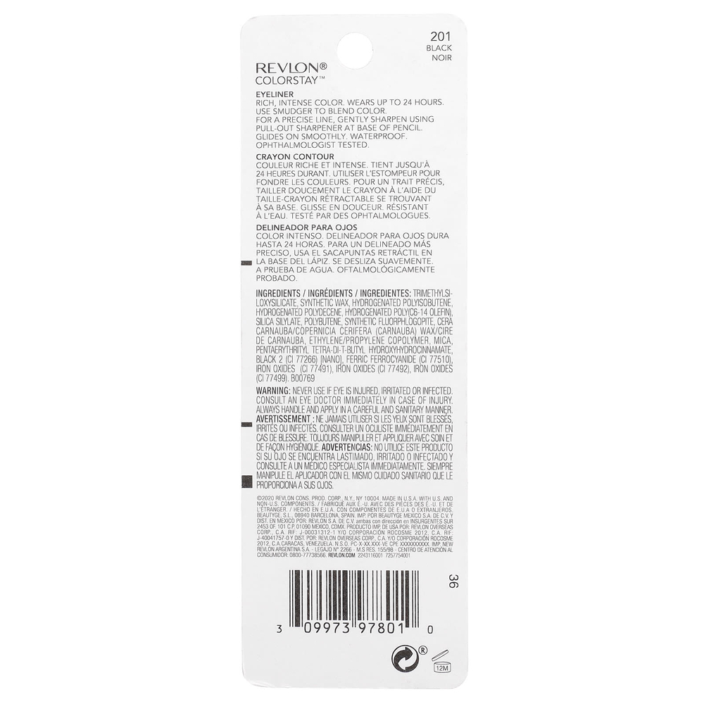 Revlon, Colorstay™, подводка для глаз, 201 черный, 0,28 г (0,01 унции)