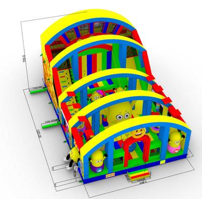Коммерческий надувной батут «Смайлики» с крышей, размер 12*8*7 м
