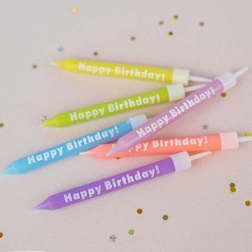 Свечи для торта на день рождения Happy Birthday light color, 6 шт