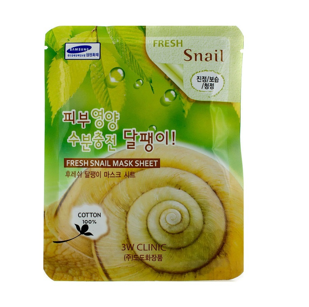Маска для лица 3W Clinic Fresh Snail Mucus Mask Sheet тканевая с муцином улитки 23 г