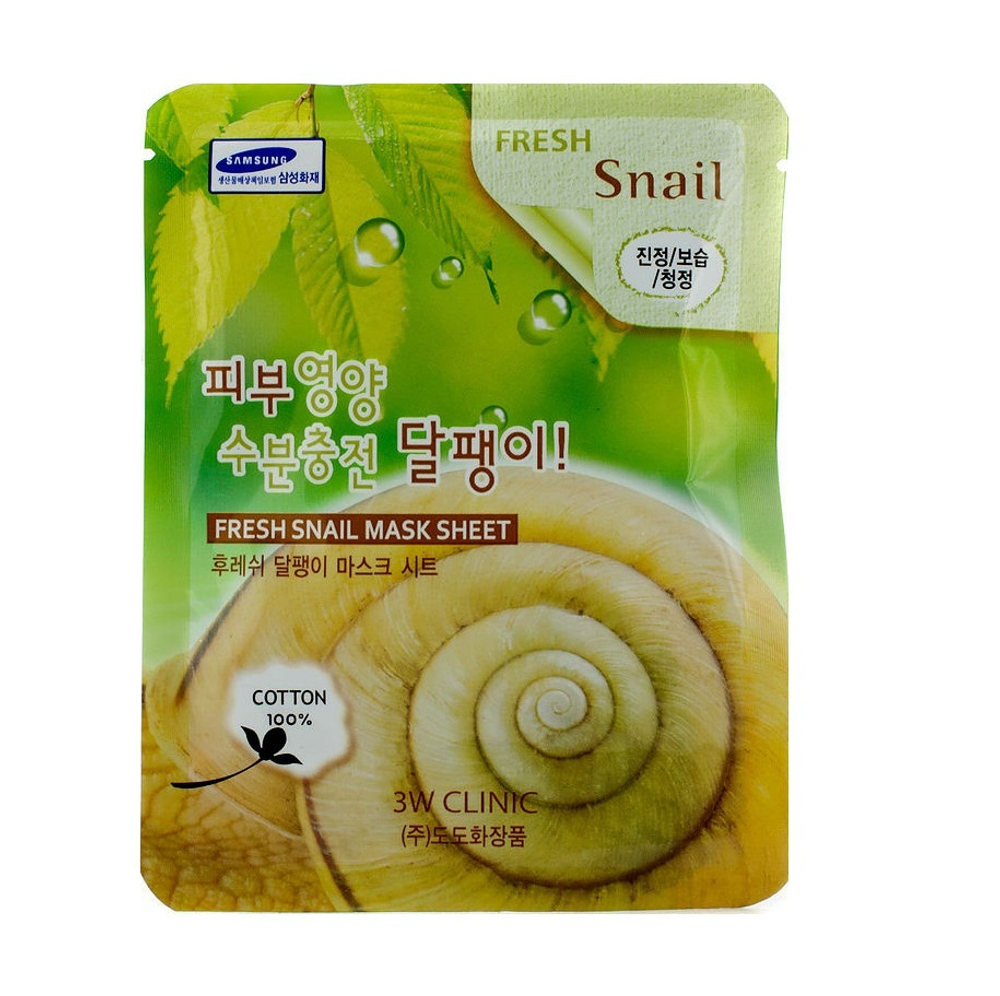 Маска для лица 3W Clinic Fresh Snail Mucus Mask Sheet тканевая с муцином улитки 23 г