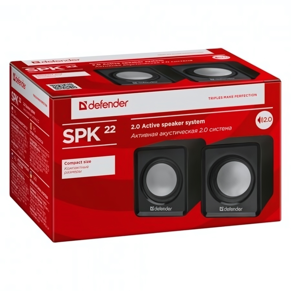 Колонки Defender SPK 22 Black 2x2.5 Bt USB