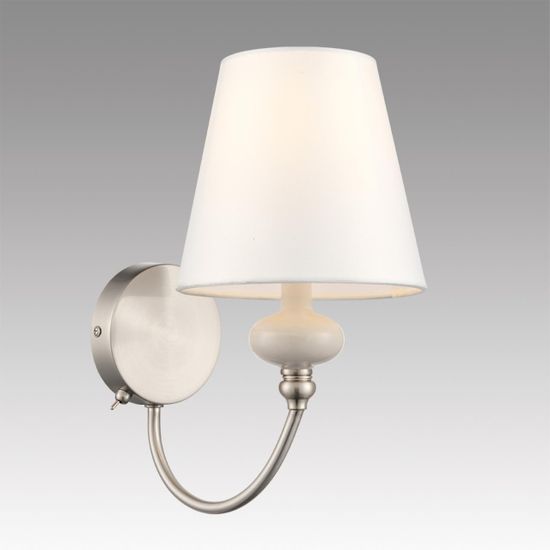 8283/1W CLASSI никель/белый, металл/керамика/текстиль Бра Е14 1*40W 220V KENTUKI