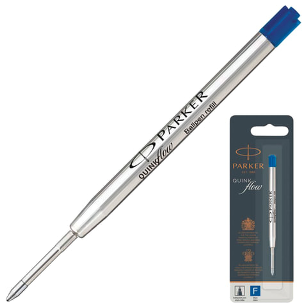 Стержень шариковый объемный Parker "QuinkFlow Ball Point" синий, 98мм, 0,8мм, метал. корпус, блистер 1950368