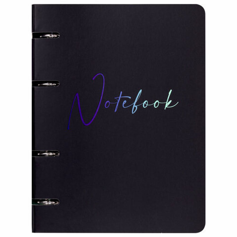 Тетрадь на кольцах А5 160х212 мм, 120 листов, картон, выборочный лак, клетка, BRAUBERG, "Notebook", 404732