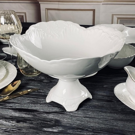 Lenardi 305-043 Фруктовница 30,5х20см АВРОРА на ножке в под.уп.(х6)Фарфор