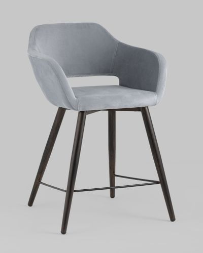 Стул полубарный Саймон велюр серый